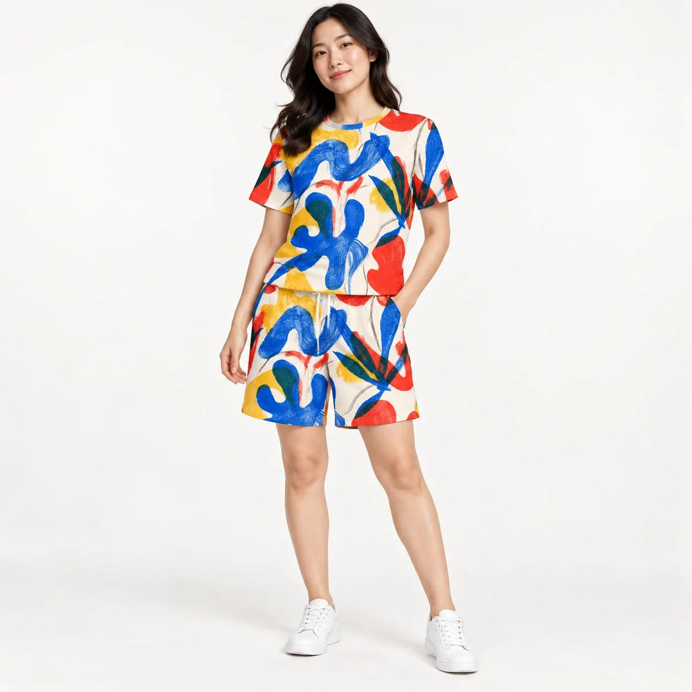 Studio Bloom Tee & Shorts Co-ord Set — female model, hero view