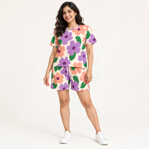 Bloom Party Tee & Shorts Co-ord Set — female model, hero view
