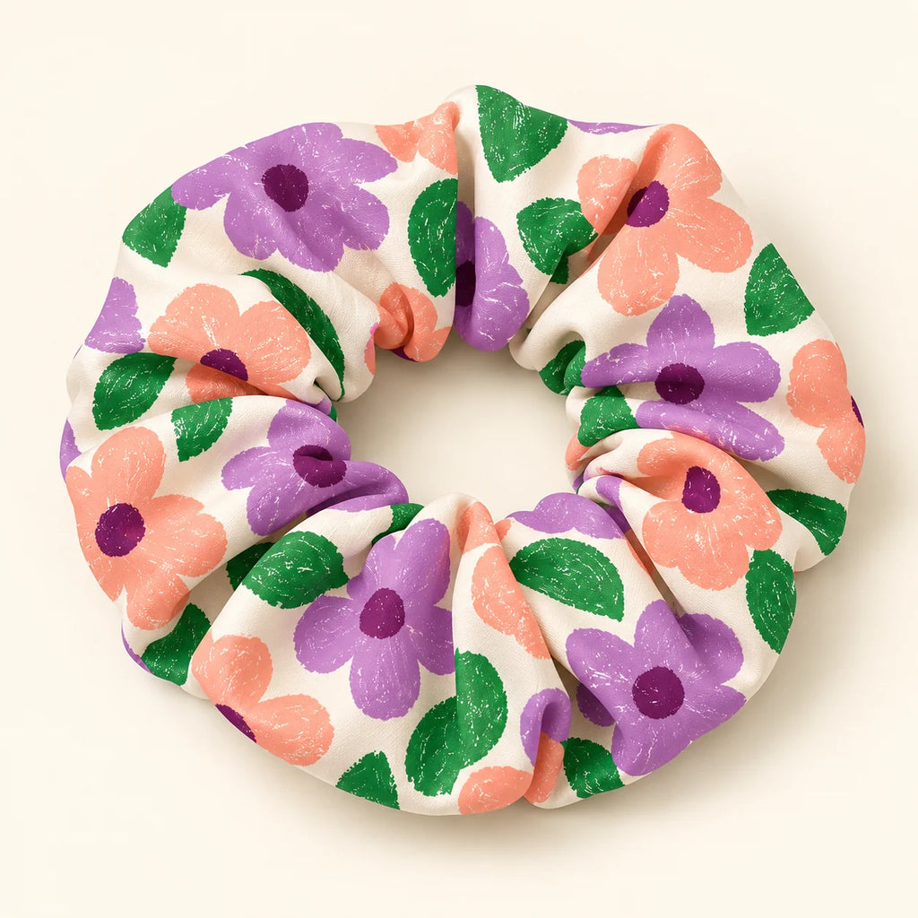 Bloom Party scrunchie — detail view