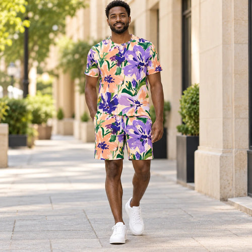 Bloom Riot Tee & Shorts Co-ord Set — male model, street view