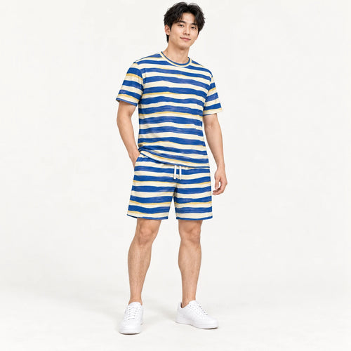 Blue Current Tee & Shorts Co-ord Set — male model, hero view