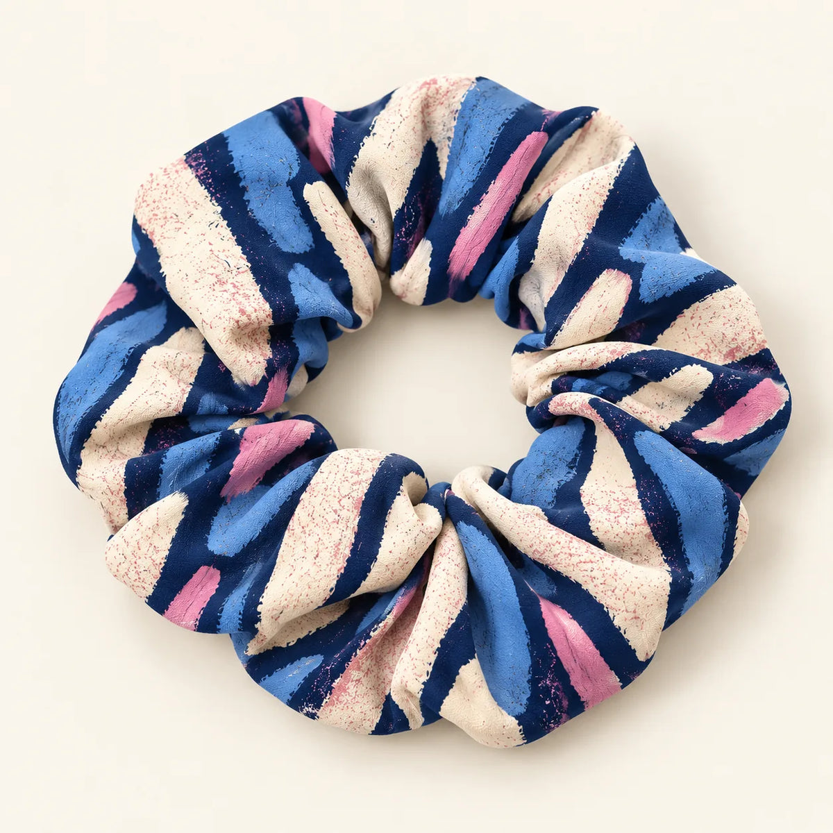 Blue Improvisation scrunchie — hero view
