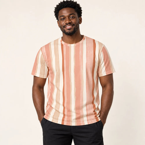 Blush Drift All-Over Print T-Shirt — male model, hero view