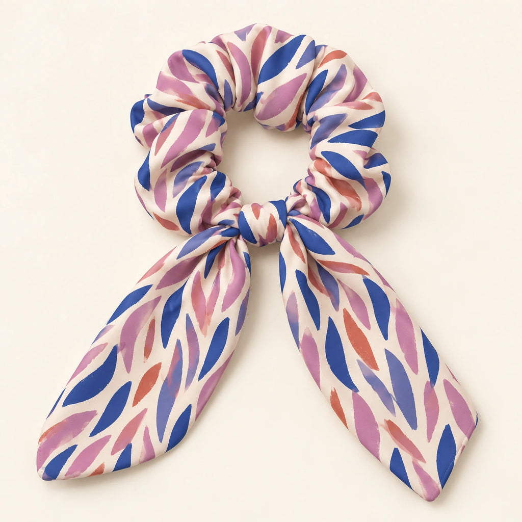 Blush Pulse Bow-Tie Scrunchie — detail view