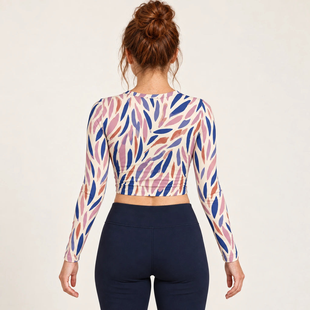 Blush Pulse full sleeve crop top — female back view