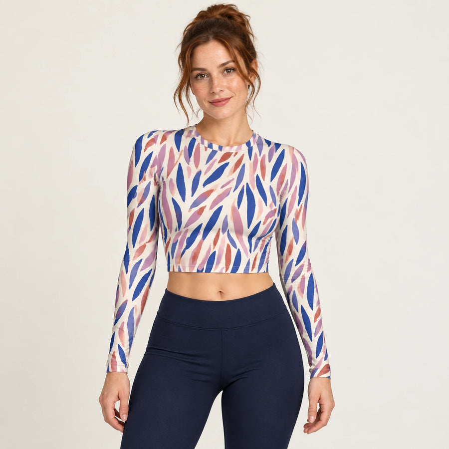 Blush Pulse full sleeve crop top — female hero view