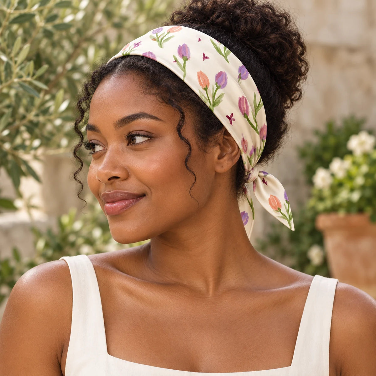 Butterfly Garden scarf — lifestyle view