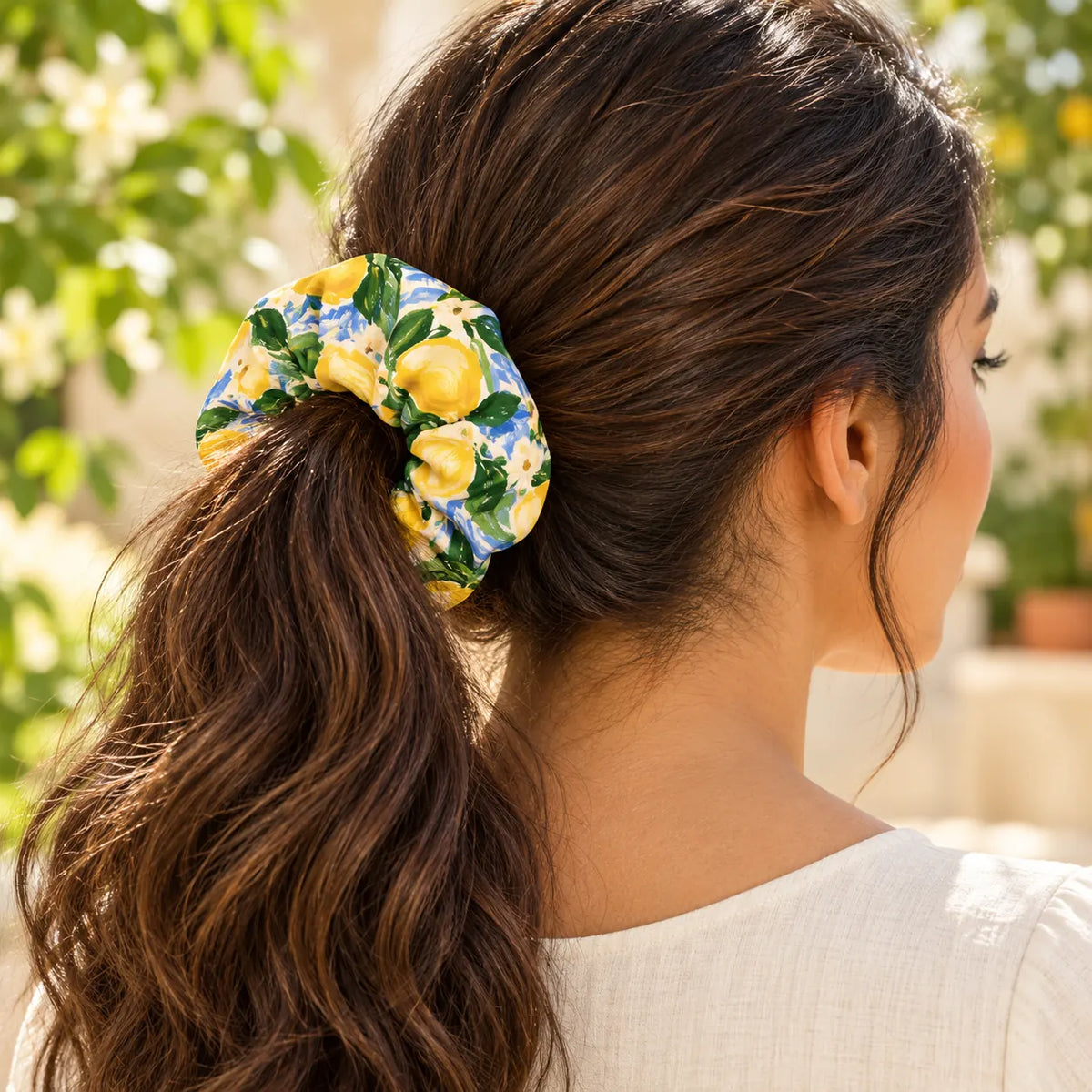 Citron Grove Scrunchie — worn view