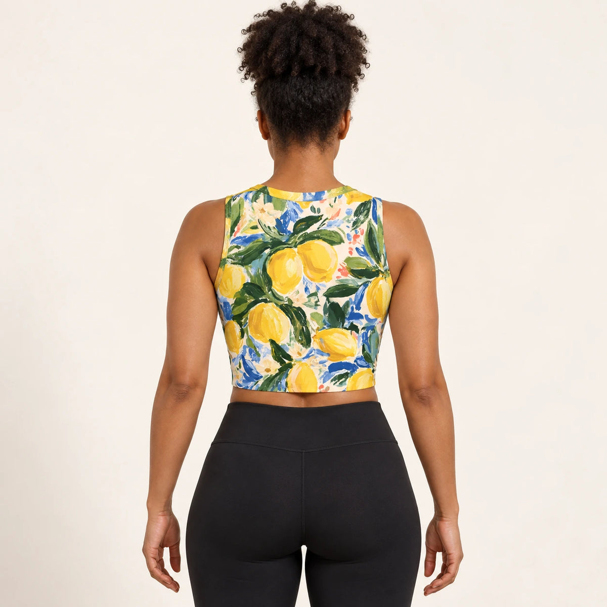 Citron Grove sports crop top — female back view