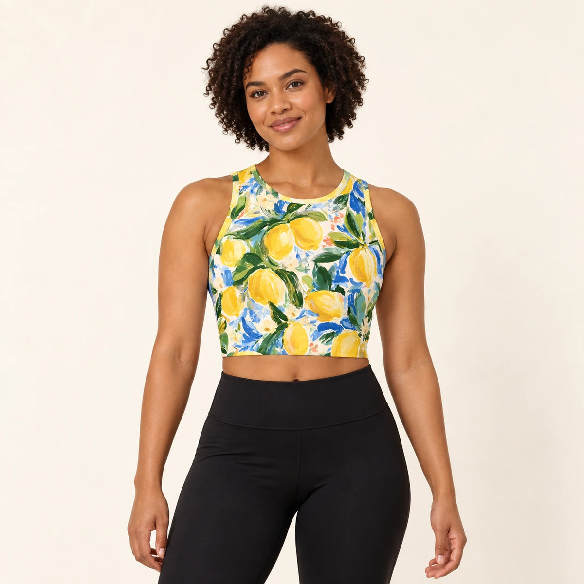 Citron Grove sports crop top — female hero view