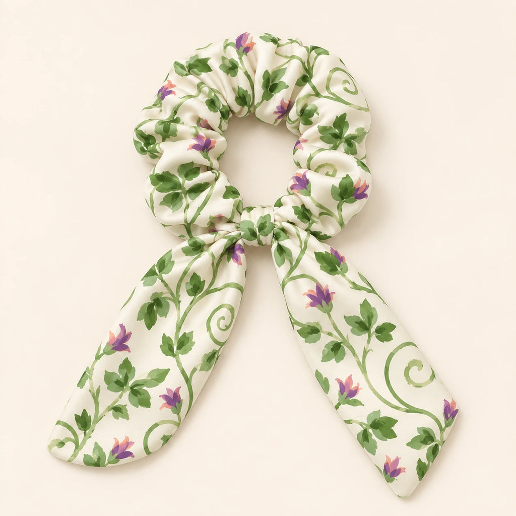 Climbing Dreams bow-tie scrunchie — hero view