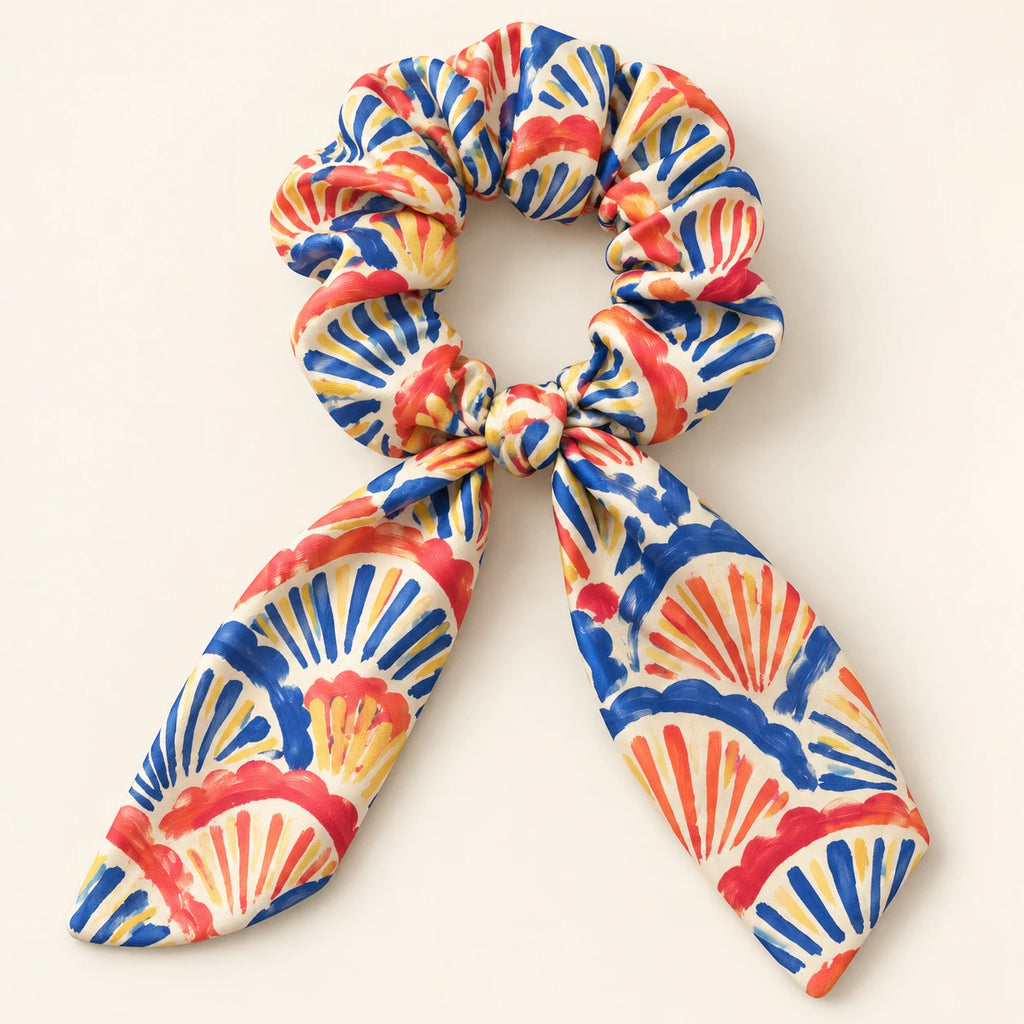Coastal Fan Bow-Tie Scrunchie — hero view