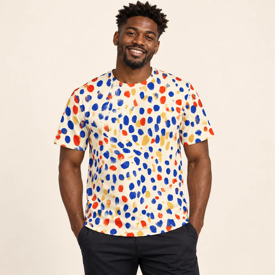 Colour Confetti All-Over Print T-Shirt — male model, hero view