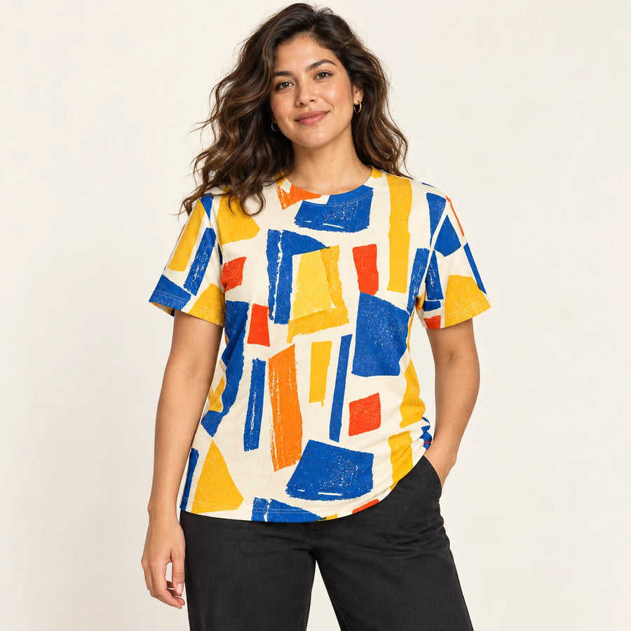 Cut and Colour All-Over Print T-Shirt — female model, hero view