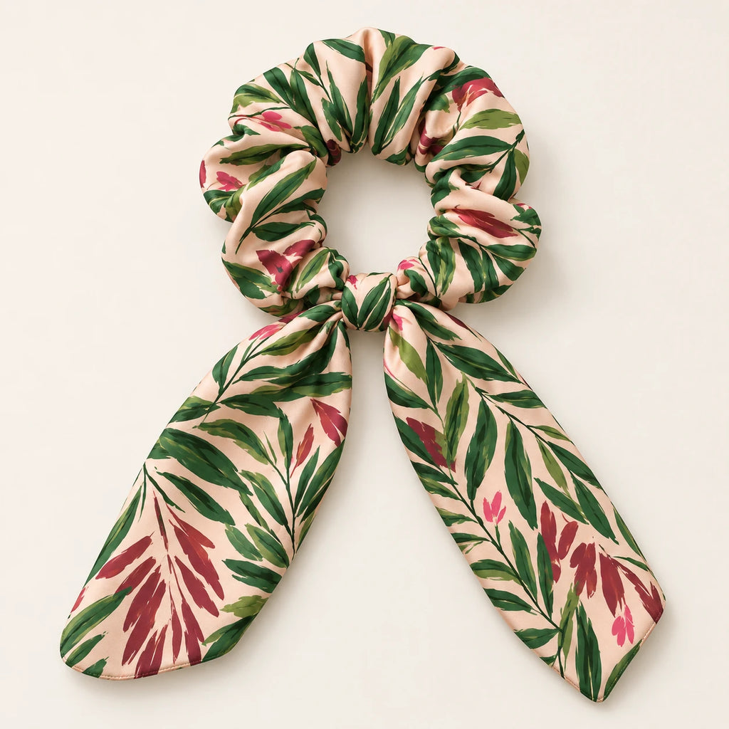 Forest Verse Bow-Tie Scrunchie — detail view