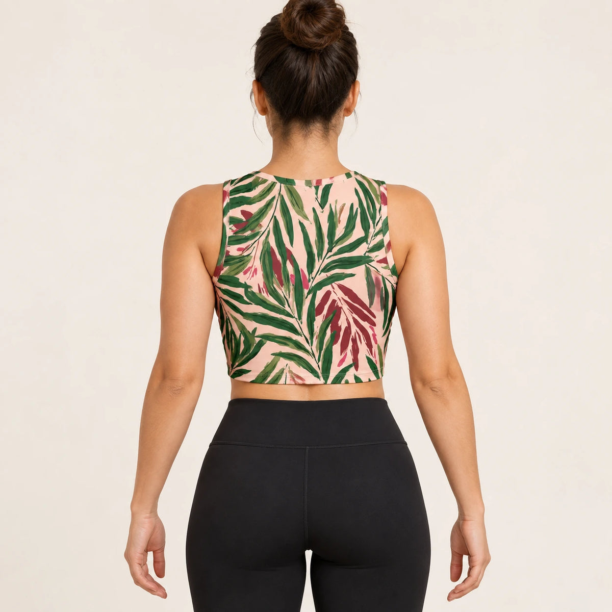Forest Verse sports crop top — female back view