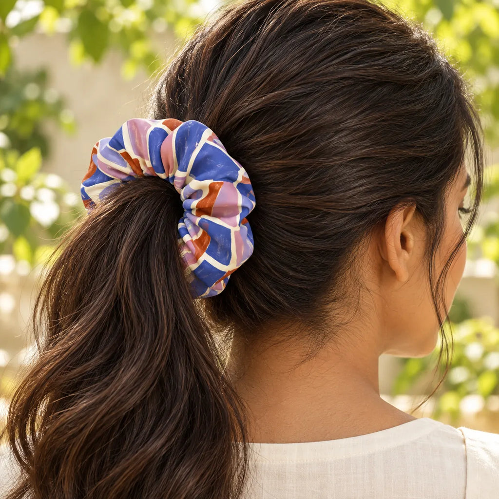 Gallery Steps scrunchie — worn view