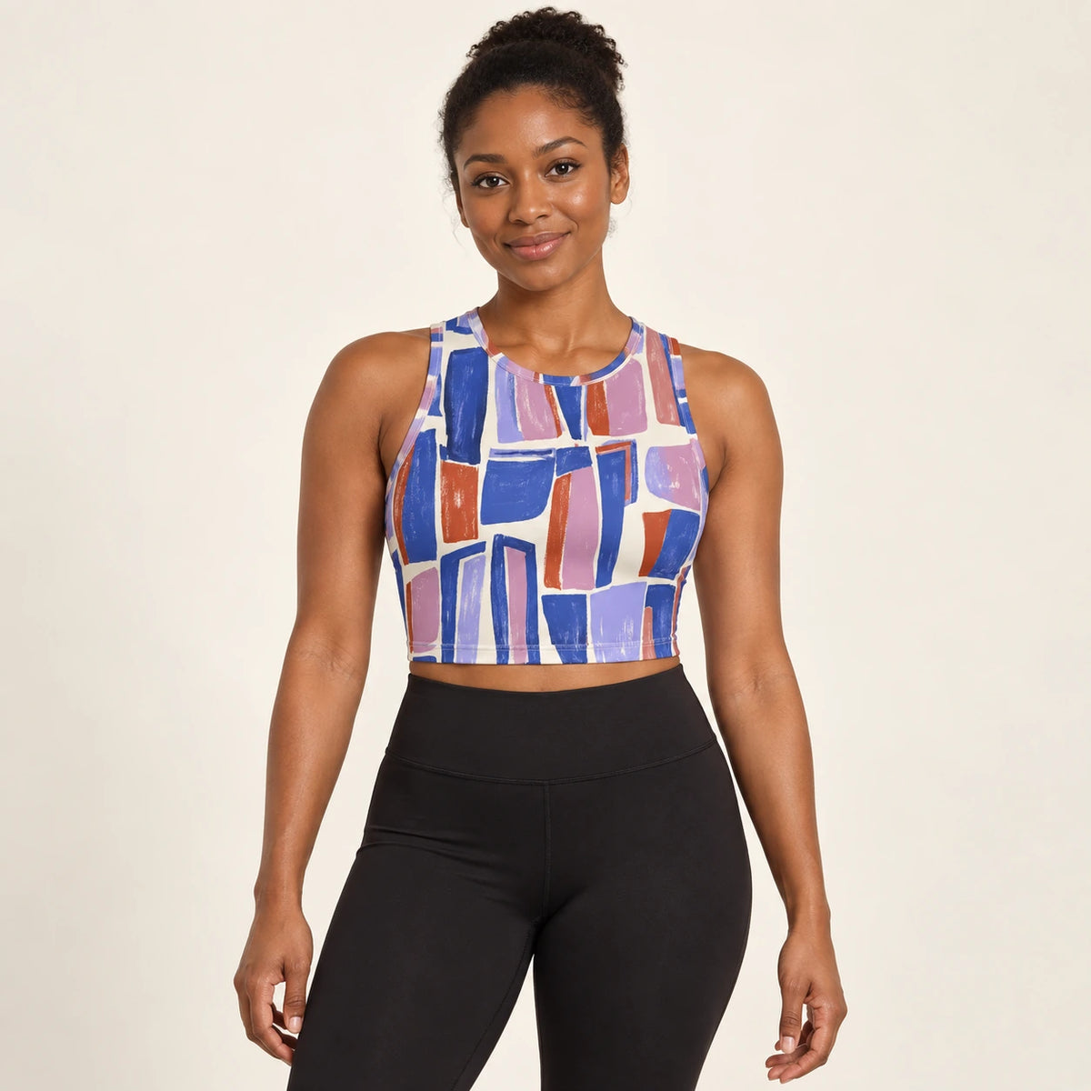 Gallery Steps sports crop top — female hero view