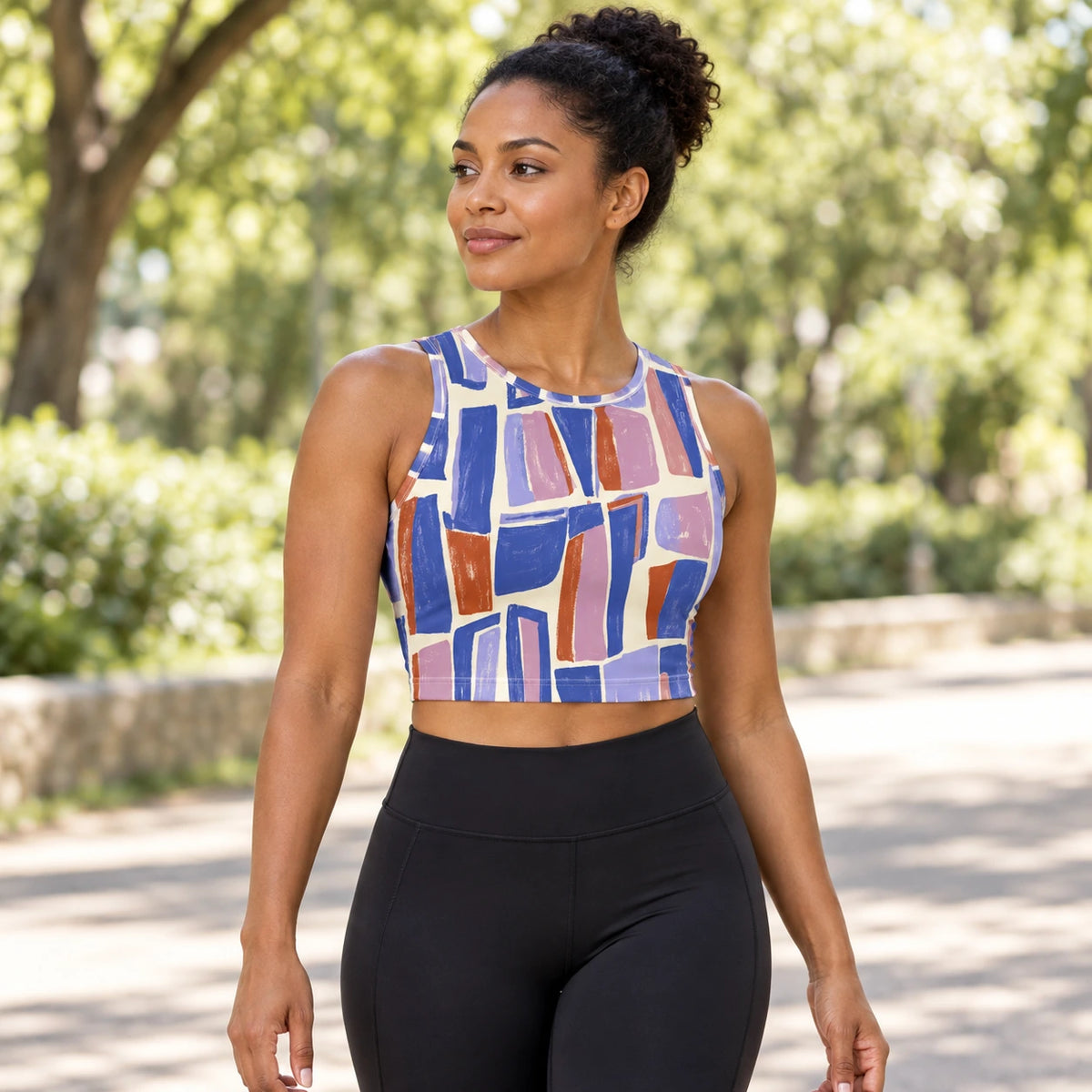 Gallery Steps sports crop top — female lifestyle view