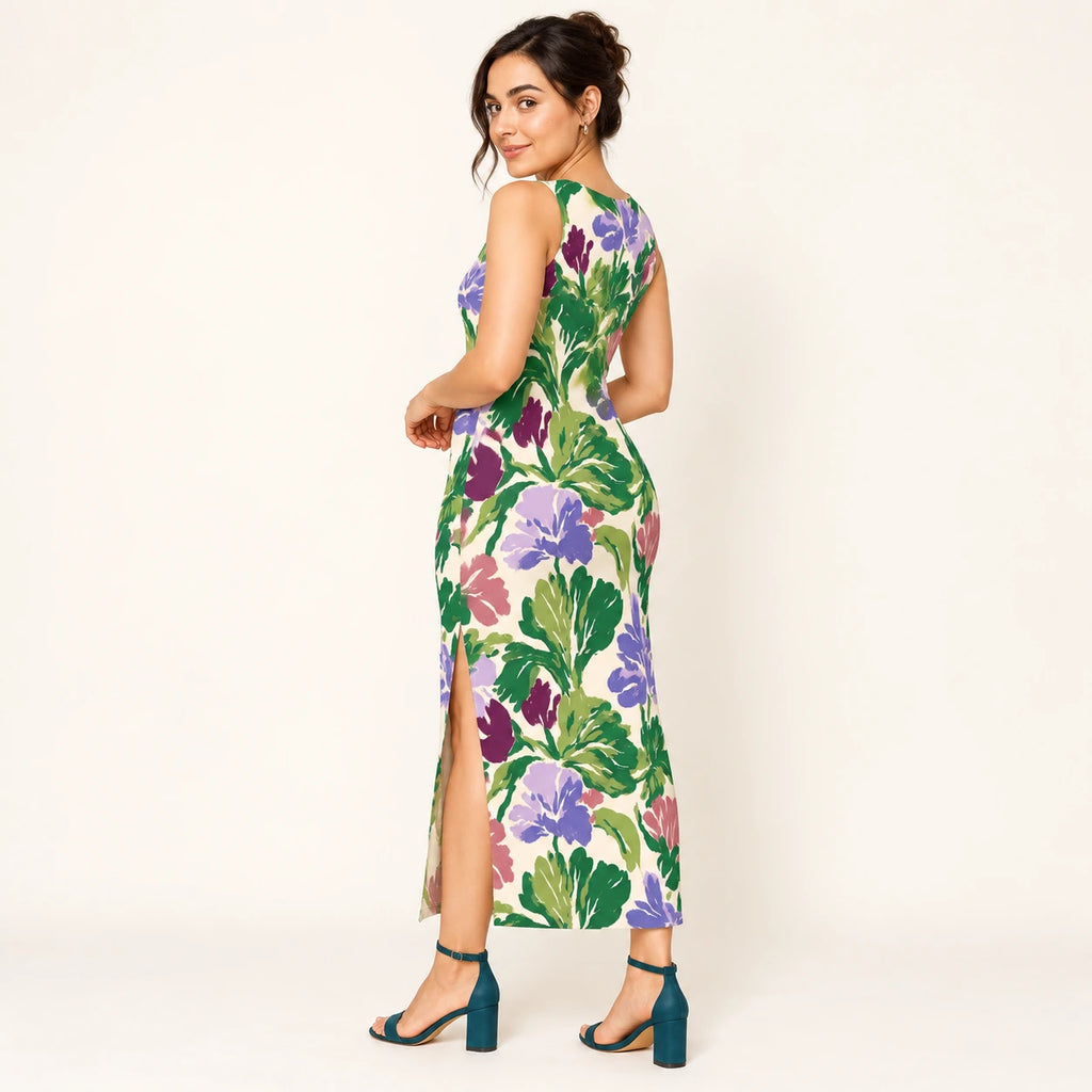 Garden Rhapsody bodycon dress — rear view