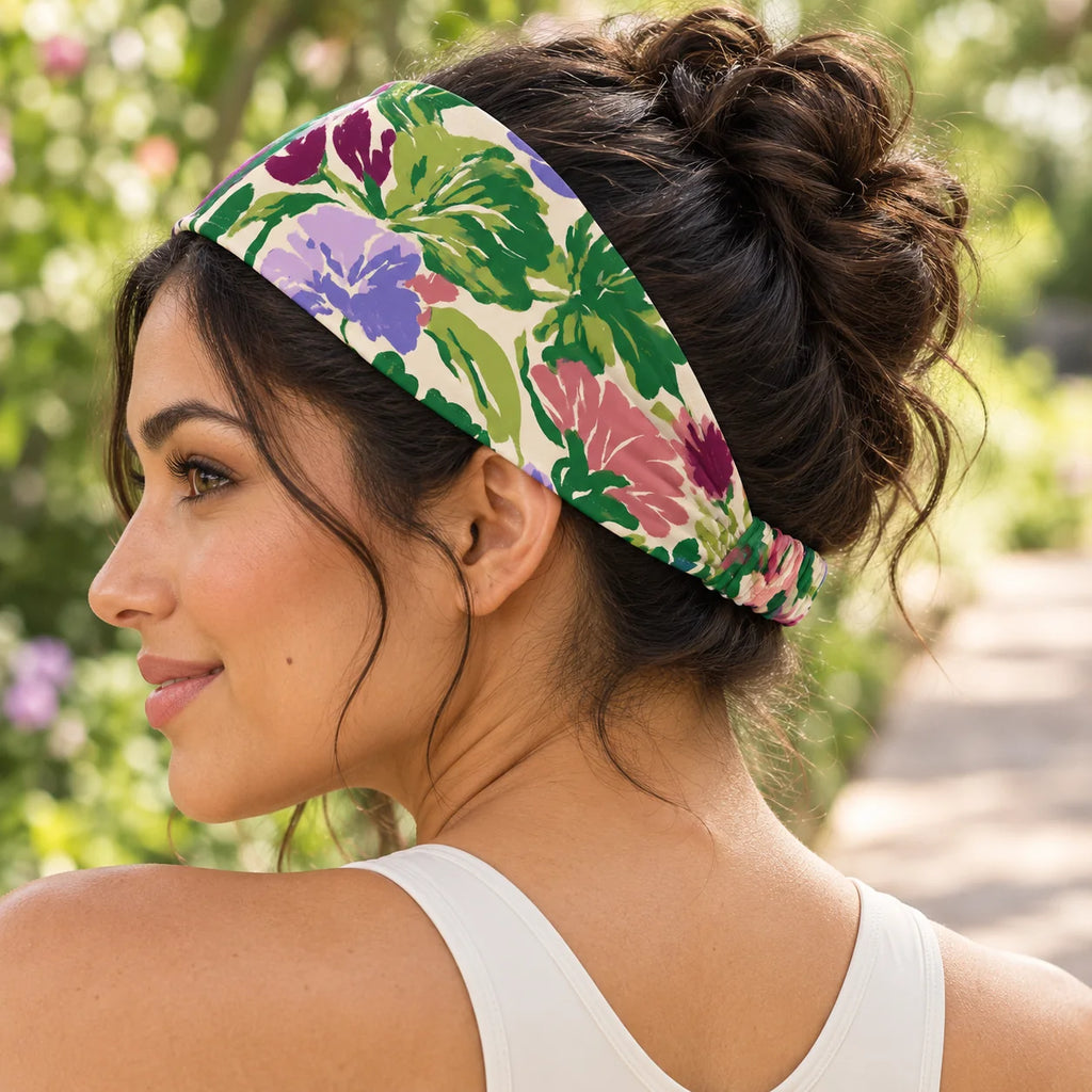 Garden Rhapsody headband — lifestyle view