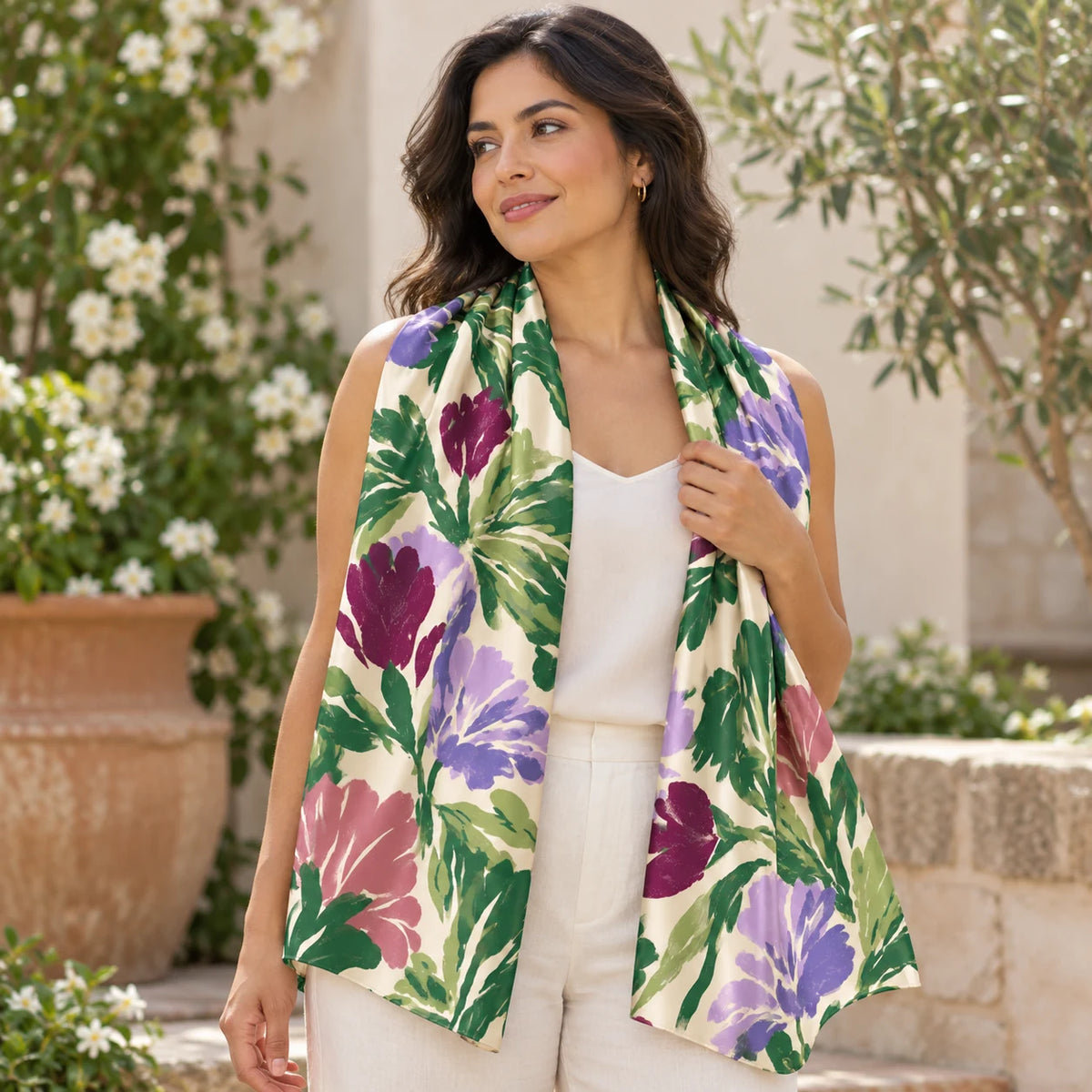 Garden Rhapsody stole — lifestyle view