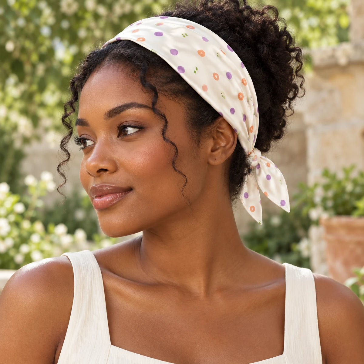 Garden Sprinkles scarf — lifestyle view
