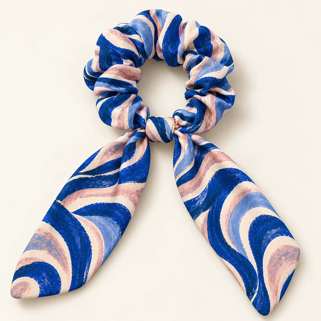 Indigo Reverie Bow-Tie Scrunchie — hero view