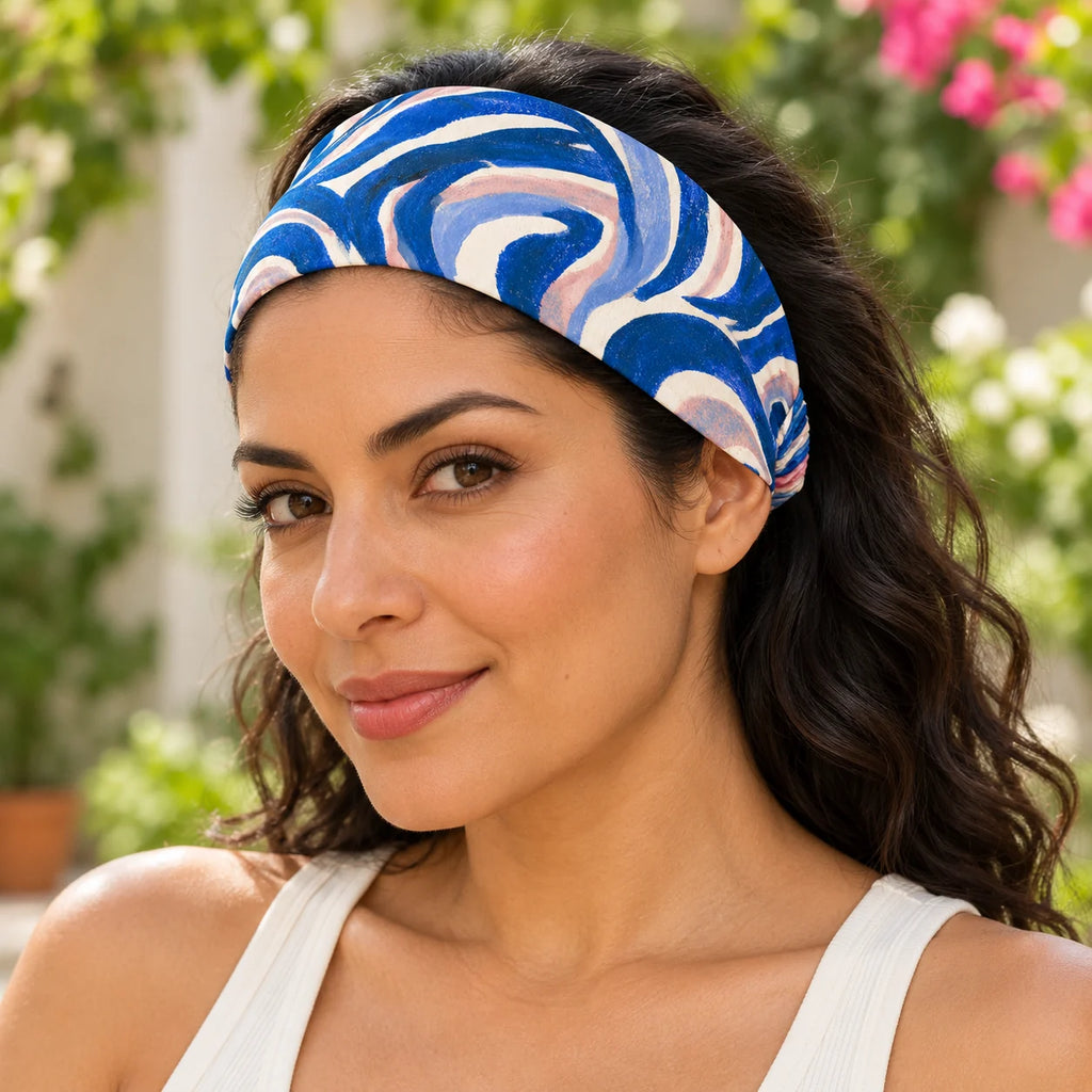 Indigo Reverie Headband — worn view