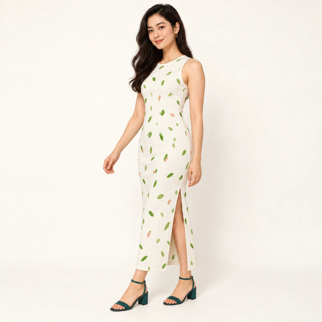 Leaf Whispers bodycon dress — hero view