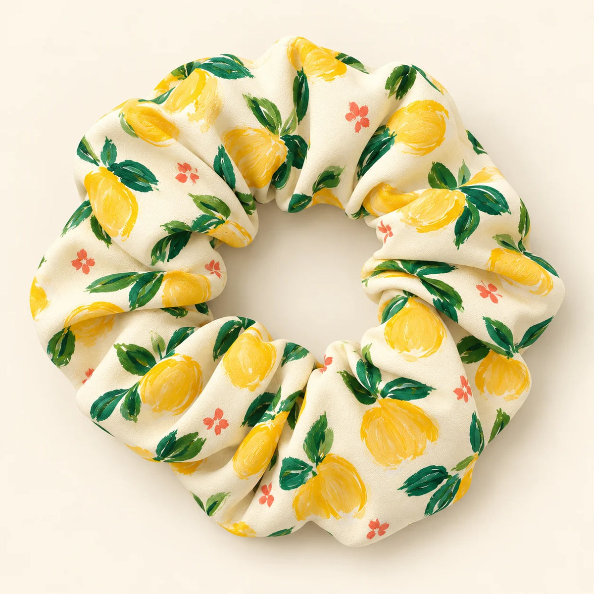 Lemon Picnic scrunchie — detail view