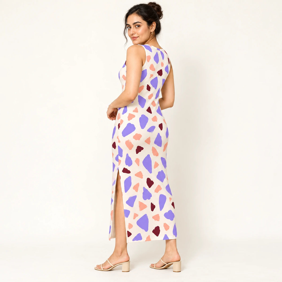 Lilac Terrazzo bodycon dress — rear view