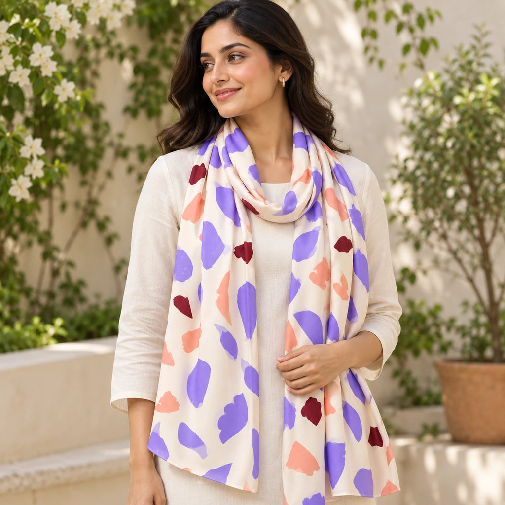 Lilac Terrazzo stole — lifestyle view