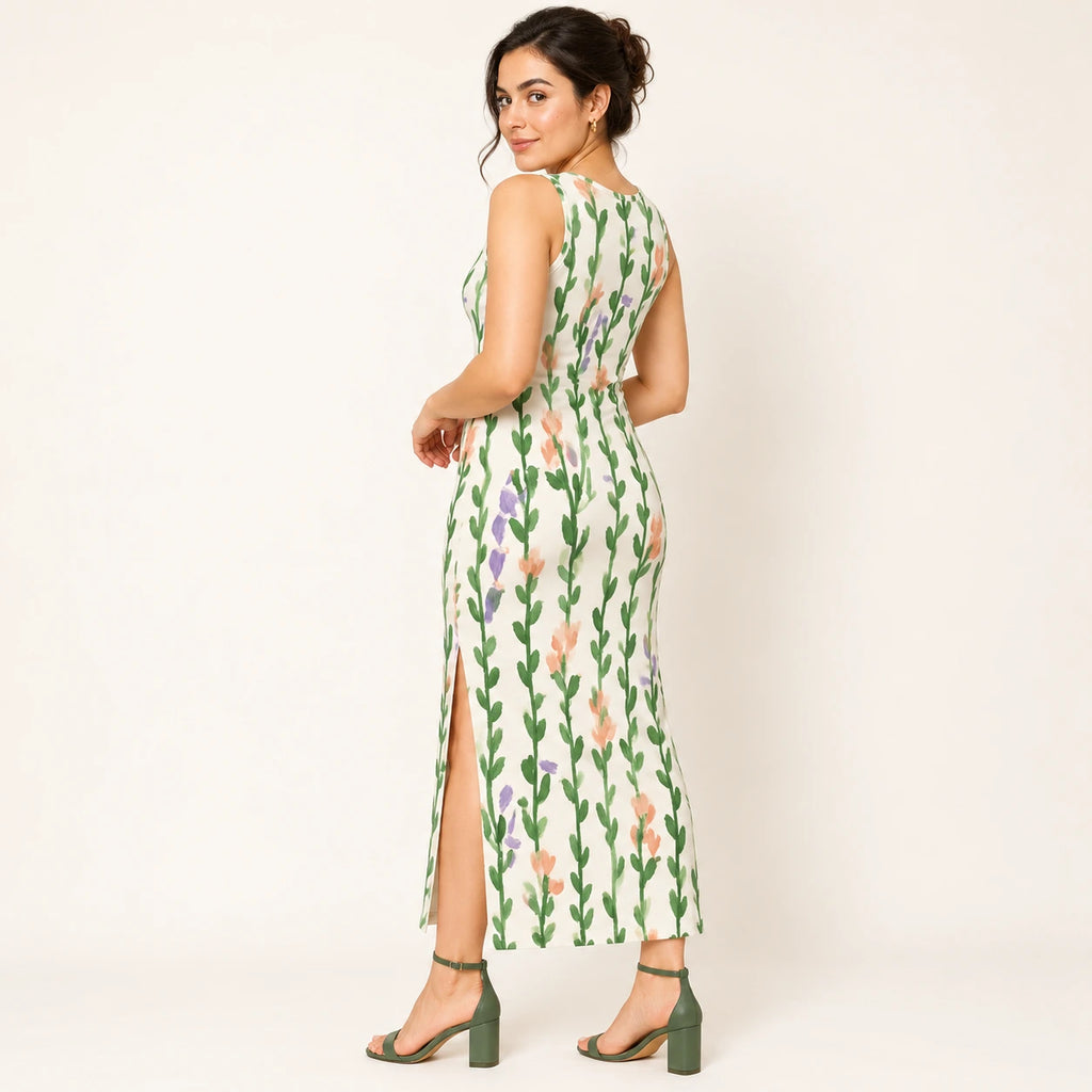 Meadow Trails bodycon dress — rear view
