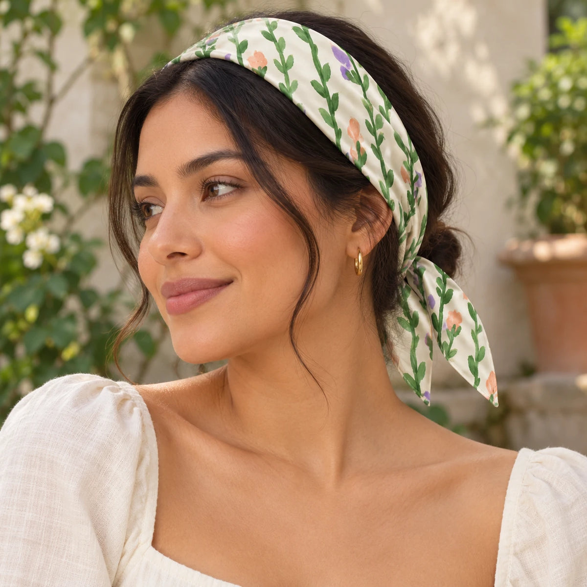 Meadow Trails scarf — lifestyle view