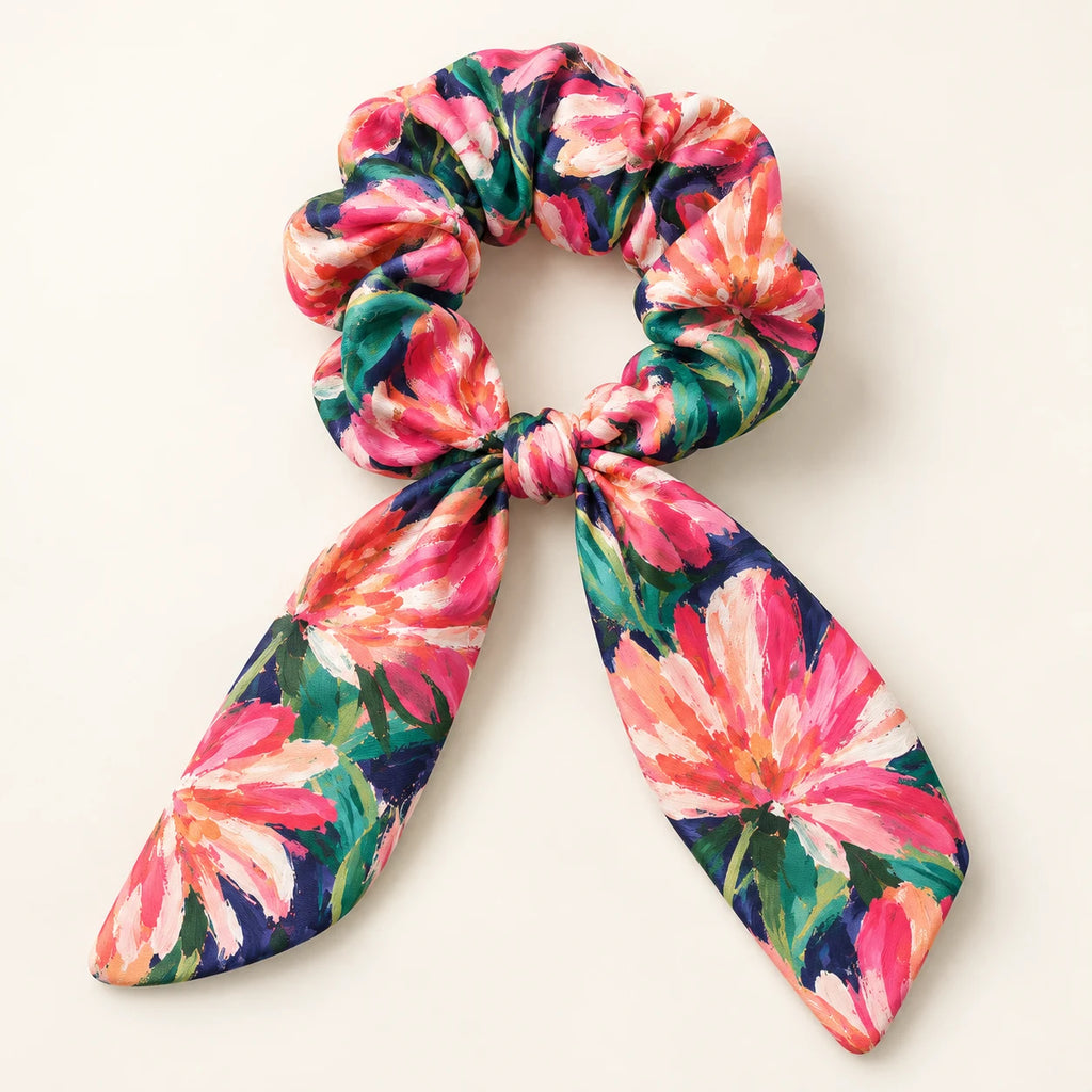 Midnight Magnolia Bow-Tie Scrunchie — hero view
