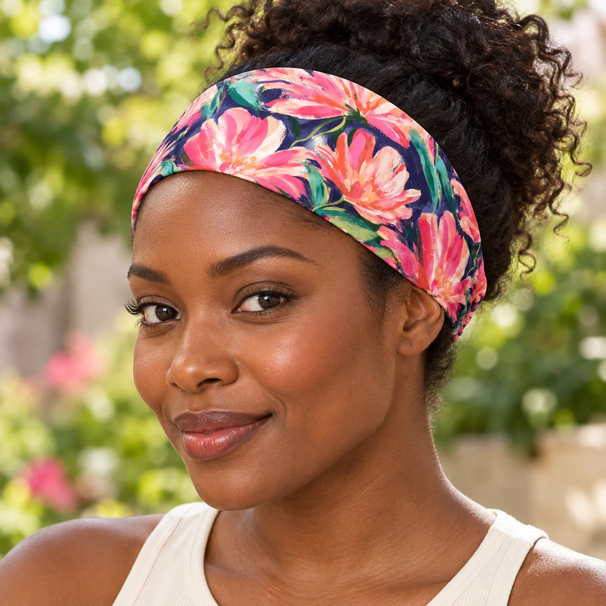 Midnight Magnolia Headband — worn view