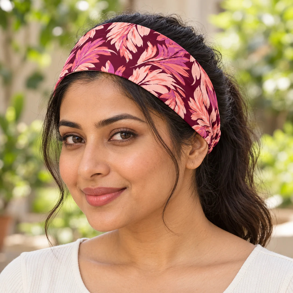 Mulberry Plumes Headband — worn view