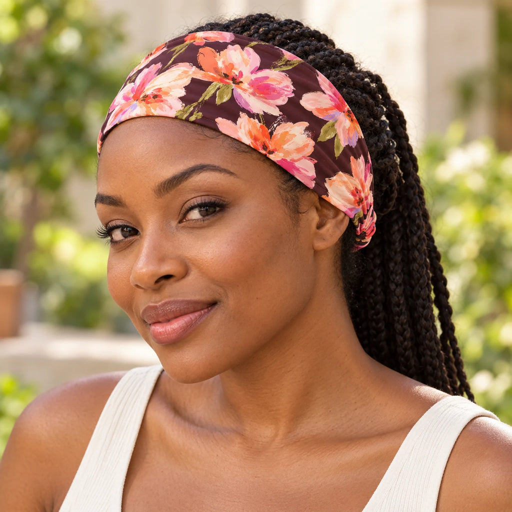 Orchid Afterglow Headband — worn view