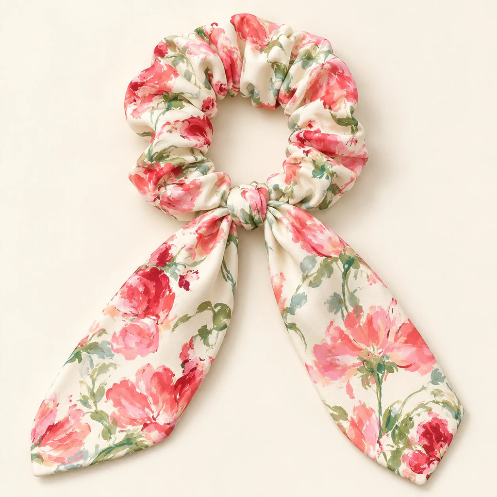 Peony Pages Bow-Tie Scrunchie — hero view
