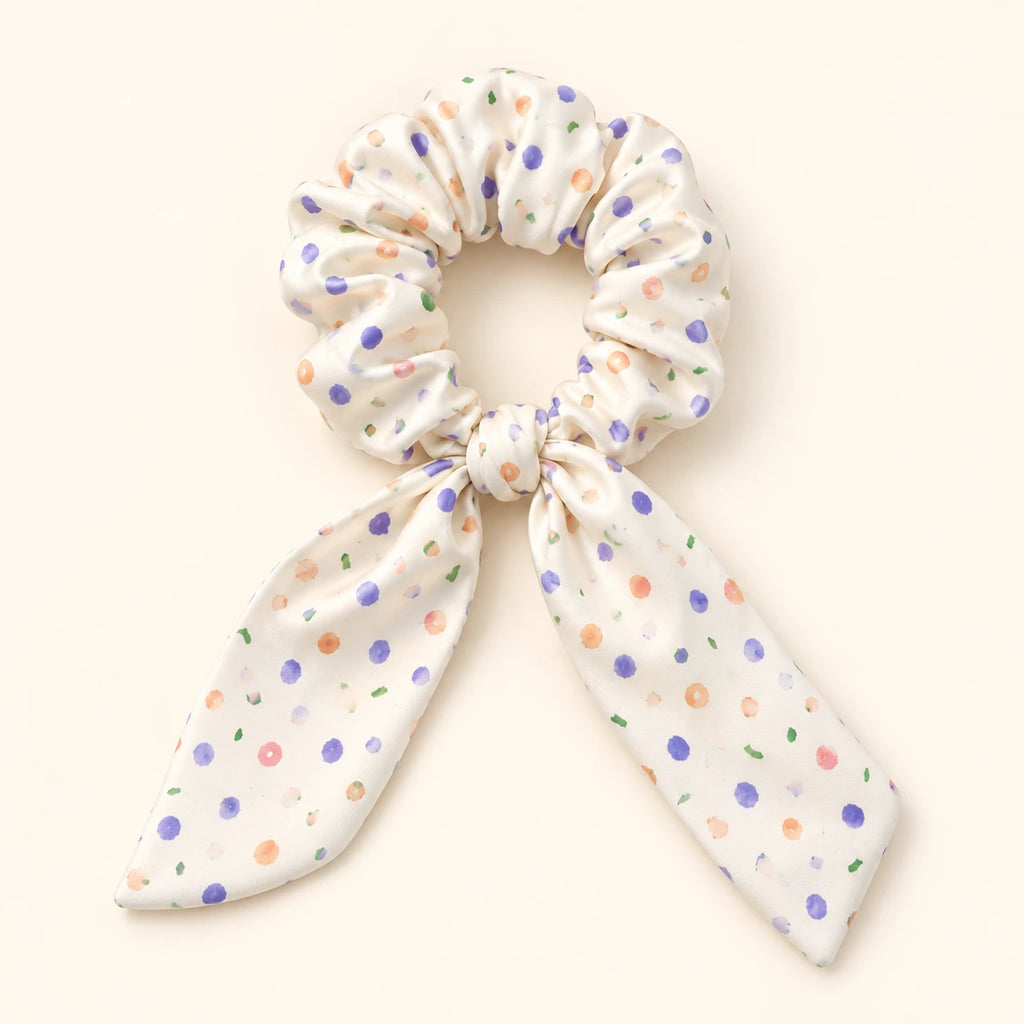 Petal Confetti bow-tie scrunchie — hero view