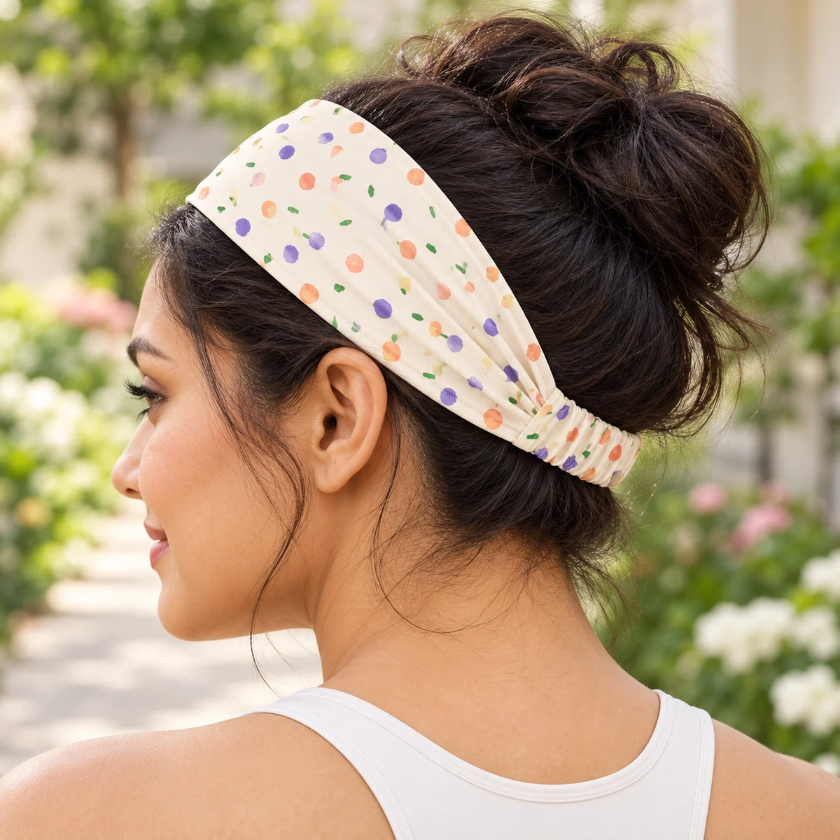 Petal Confetti headband — lifestyle view