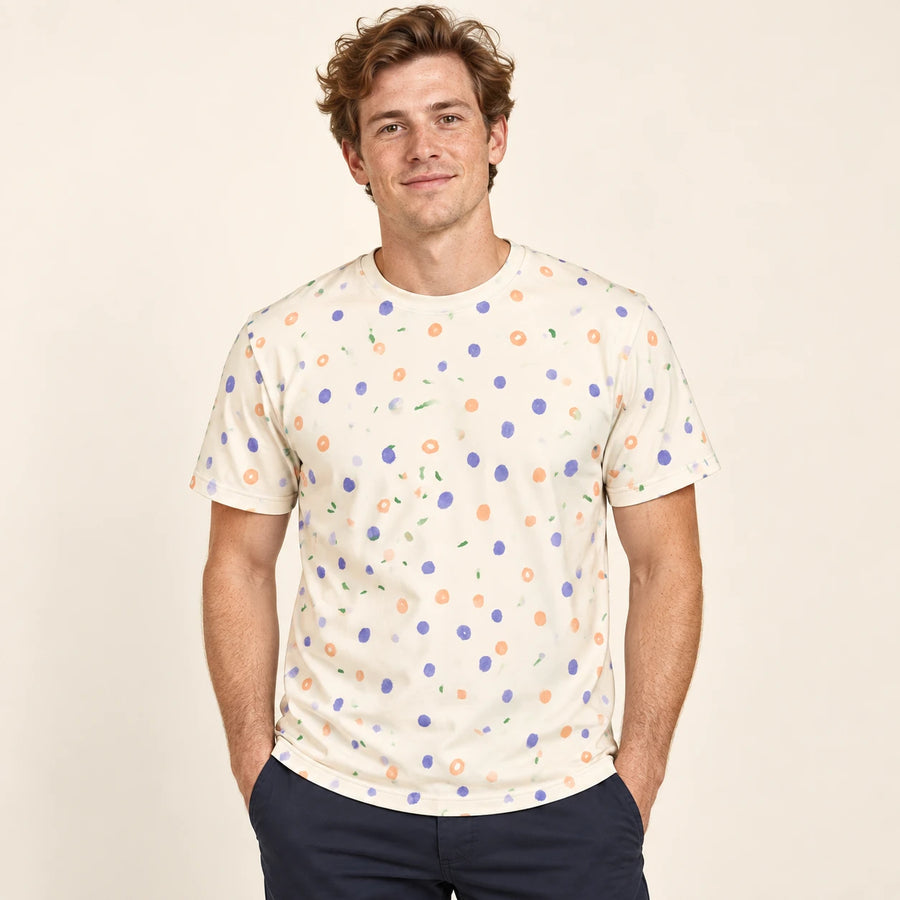 Petal Confetti All-Over Print T-Shirt — male model, hero view