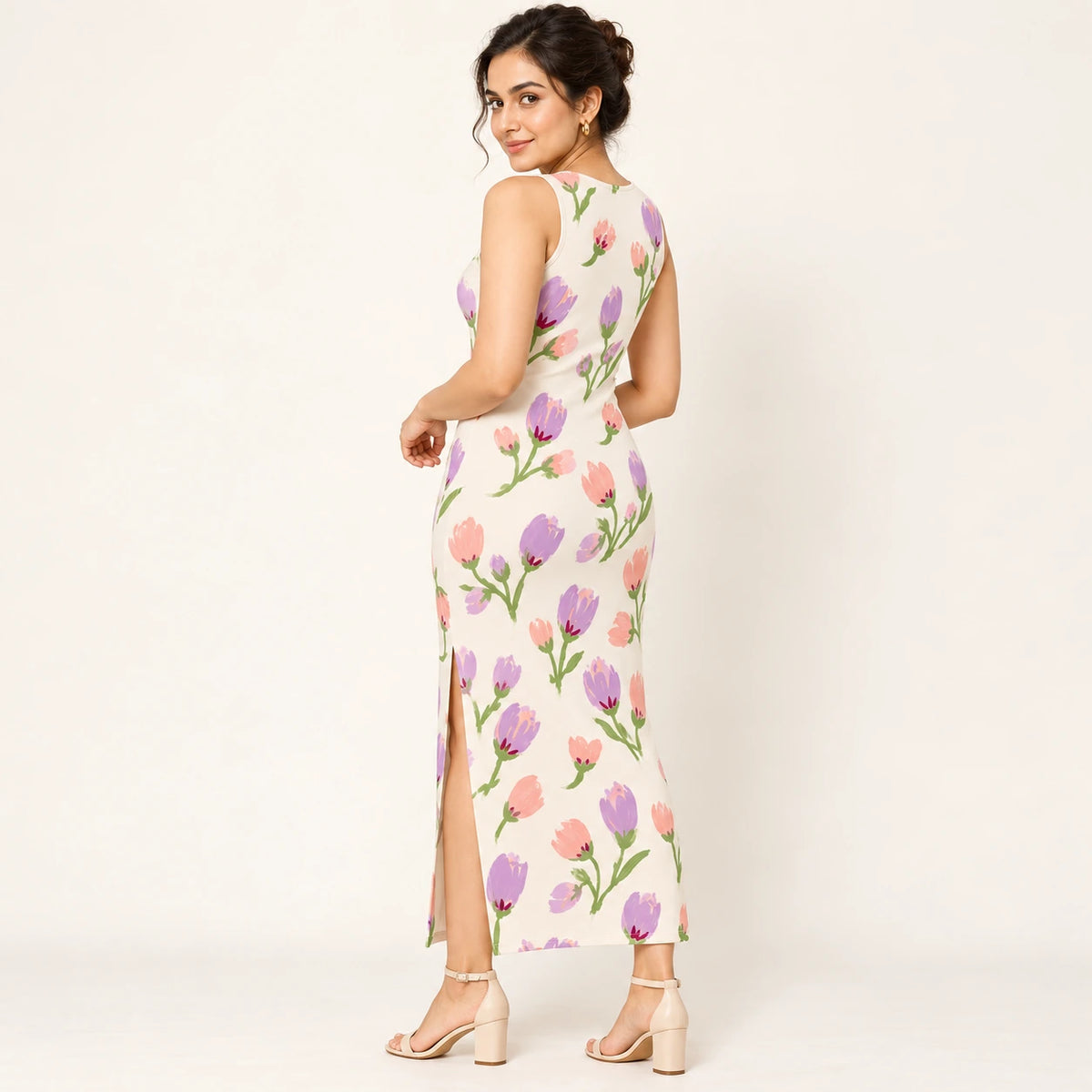 Petal Waltz bodycon dress — rear view