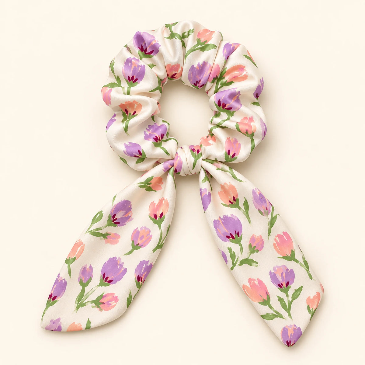 Petal Waltz bow-tie scrunchie — hero view