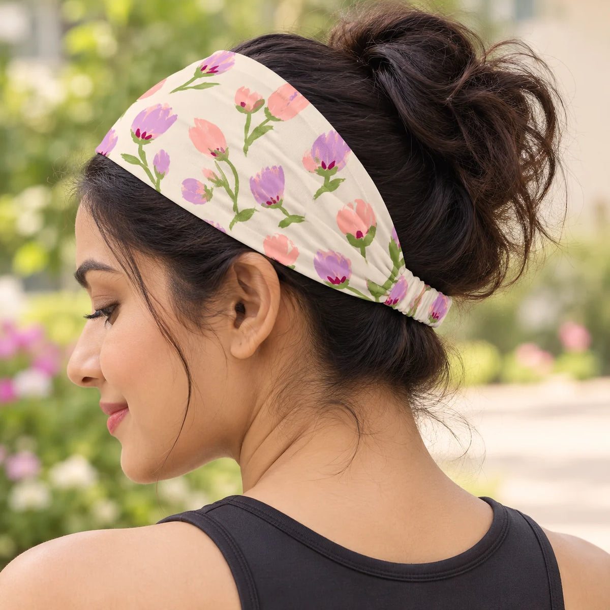 Petal Waltz headband — lifestyle view