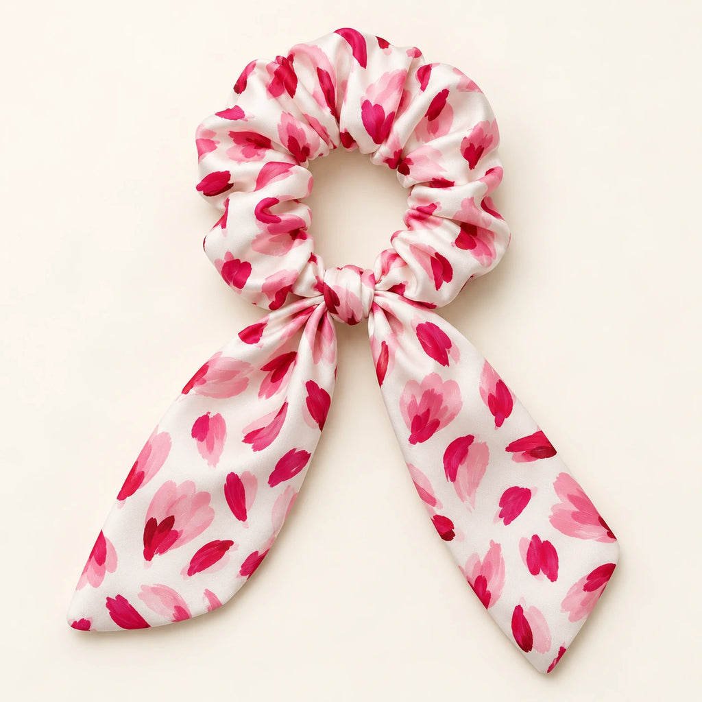 Pink Punctuation Bow-Tie Scrunchie — hero view