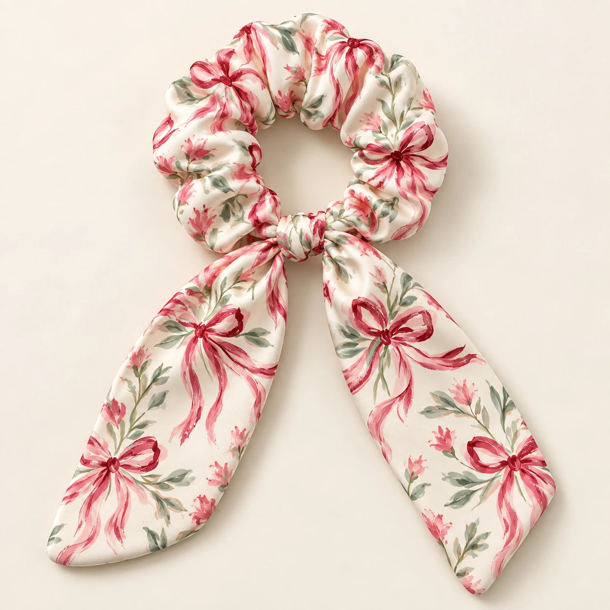 Ribbon Letters Bow-Tie Scrunchie — detail view