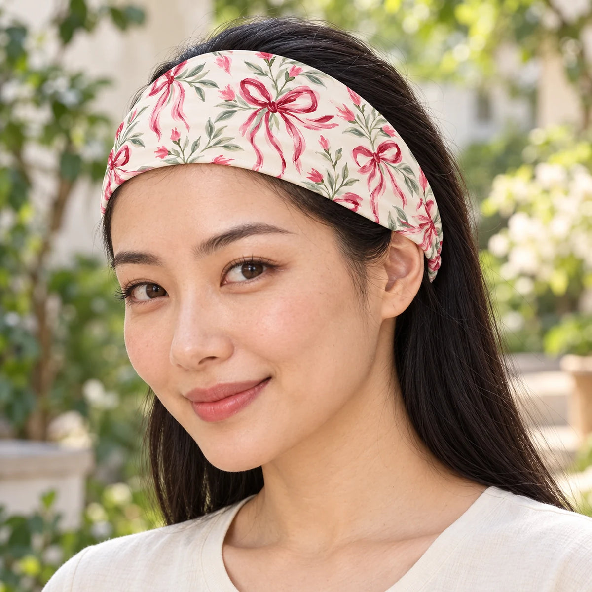 Ribbon Letters Headband — worn view