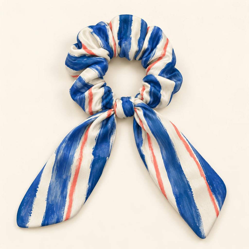 Riviera Stripe Bow-Tie Scrunchie — hero view